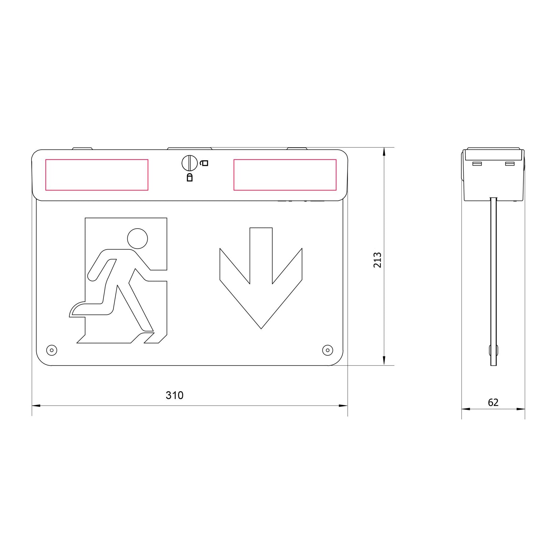 Buy Emergency LED Exit Signs Australia Surface Emergency LED Exit Sign 2.8W White Polycarbonate - SELK1500EX3