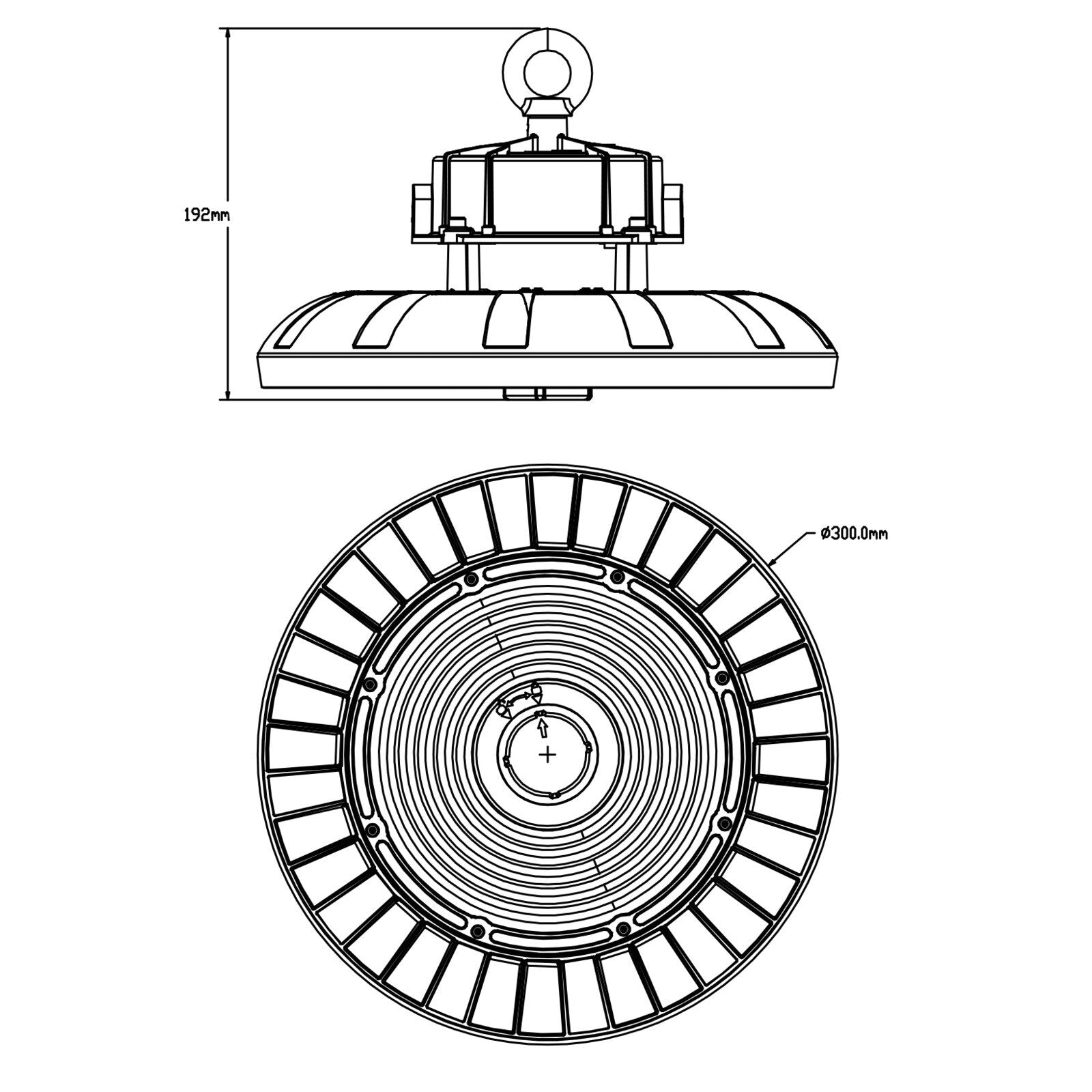 Buy LED High Bay Lights Australia UFO LED High Bay Light W300mm Black Aluminium TRI Colour - SHB23MP200TC