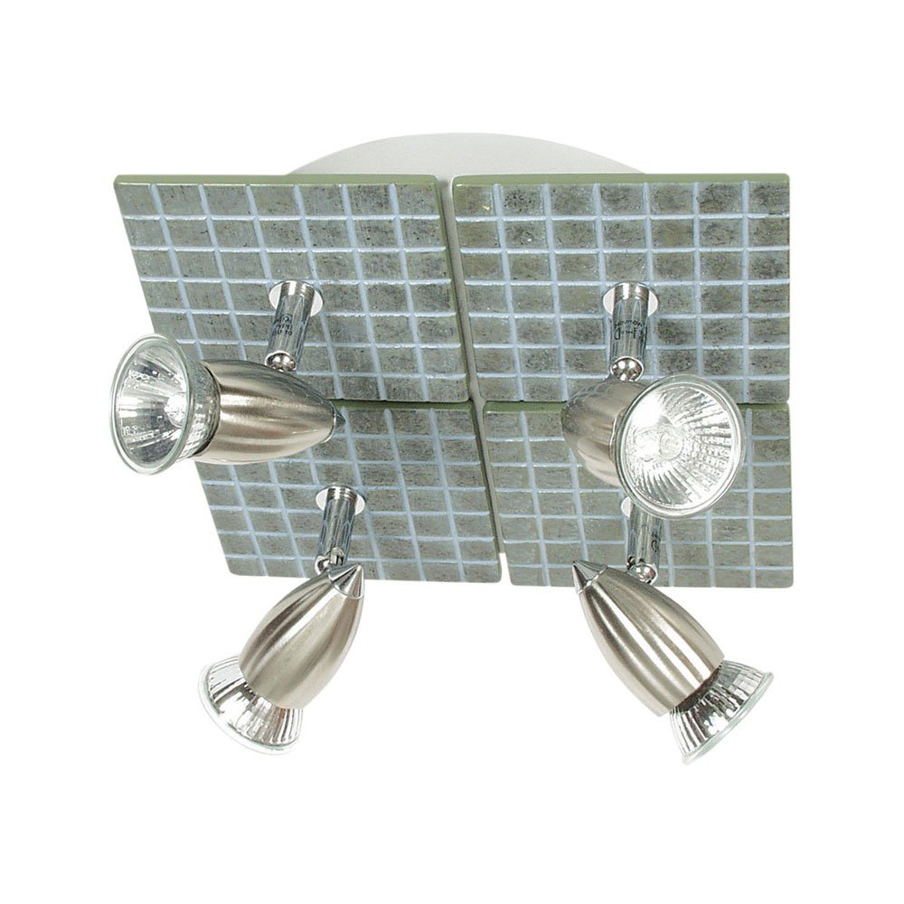 Tile Slate Plate 4 Light Spotlight GU10 Brushed Chrome & Chrome - SL57367/4BC