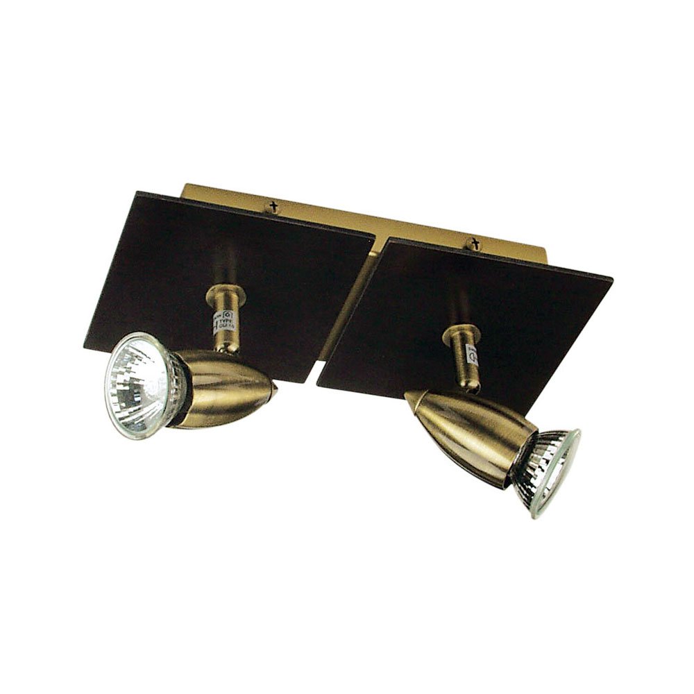 Buy Spotlights Australia Den 2 Light Spotlight GU10 Antique Brass & Dark Walnut - SL57381/2AB