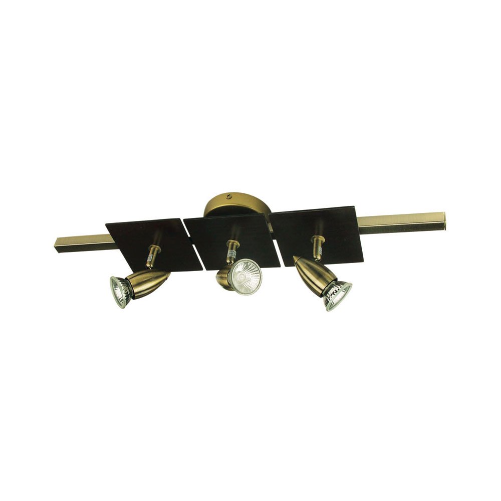 Buy Spotlights Australia Den 3 Light Spotlight GU10 Antique Brass & Dark Walnut - SL57384/3AB