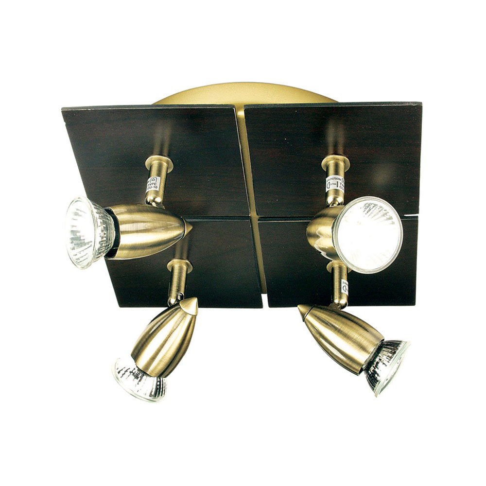 Buy Spotlights Australia Den 4 Light Spotlight GU10 Antique Brass & Dark Walnut - SL57387/4AB
