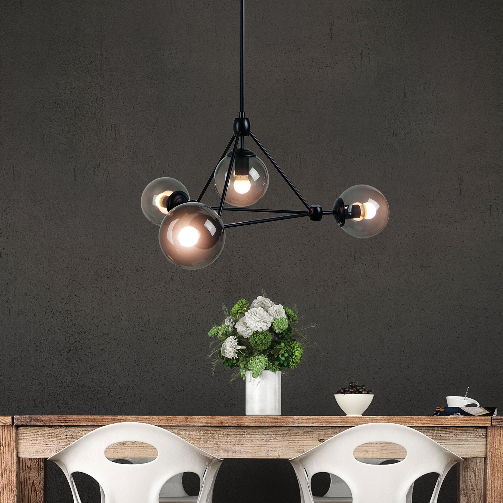Buy Pendant Lights Australia Lunar 4 Light Pendant Smoke & Matt Black - SL64412/4BK
