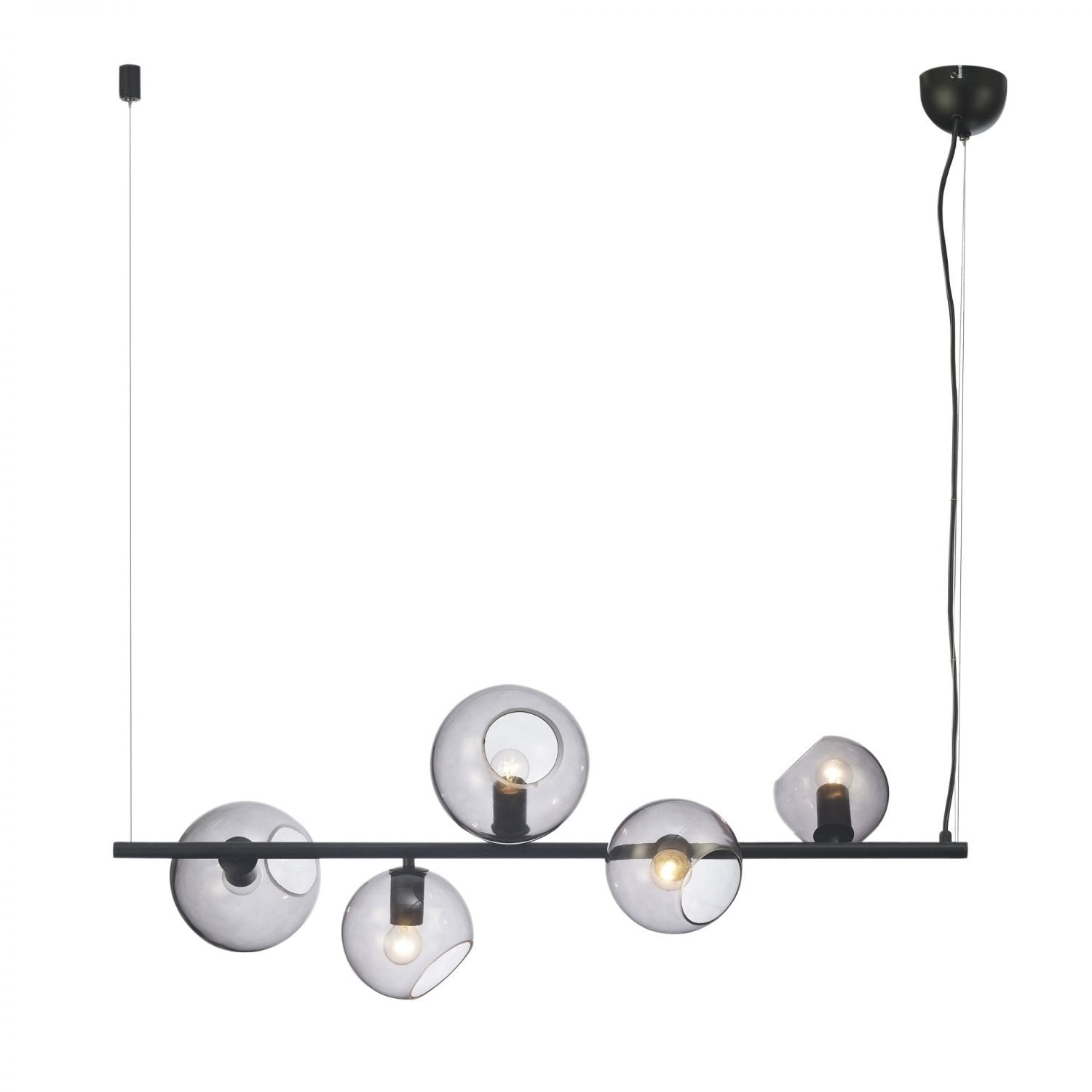 Buy Island Pendant Lights Australia Sinus 5 Light Pendant Black & Smoked Glass - SL64413/5BK