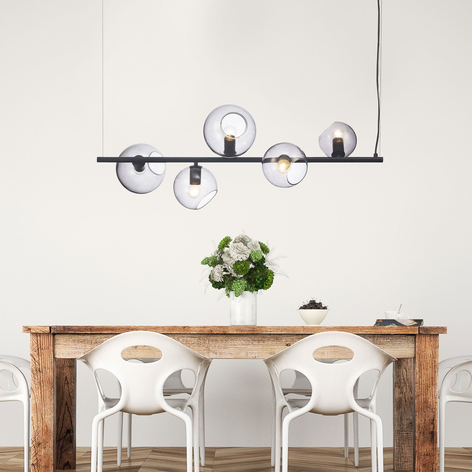 Buy Island Pendant Lights Australia Sinus 5 Light Pendant Black & Smoked Glass - SL64413/5BK