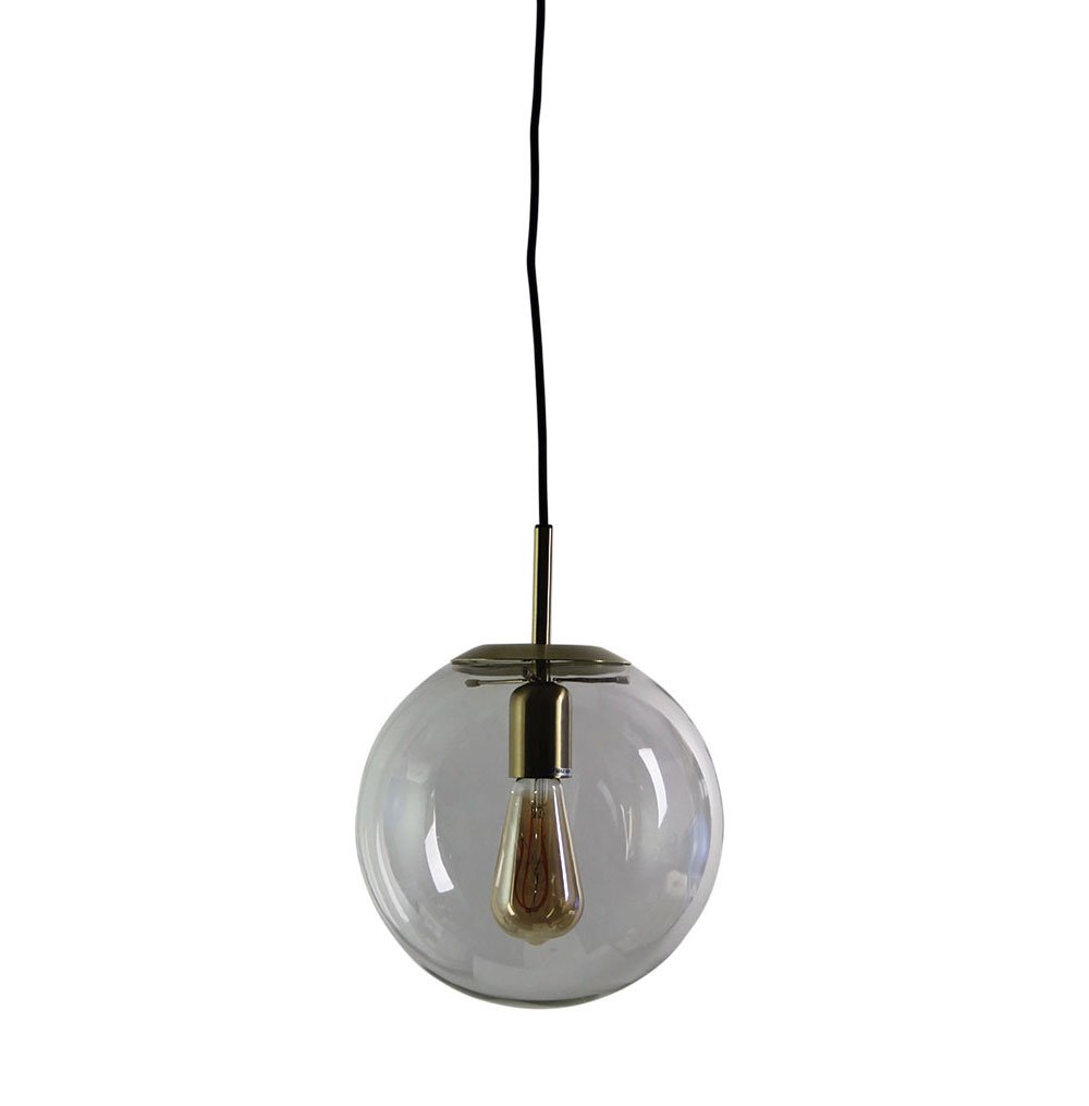 Buy Pendant Lights Australia Newton 1 Light Pendant Clear & Brushed Brass 250mm - SL64425BB
