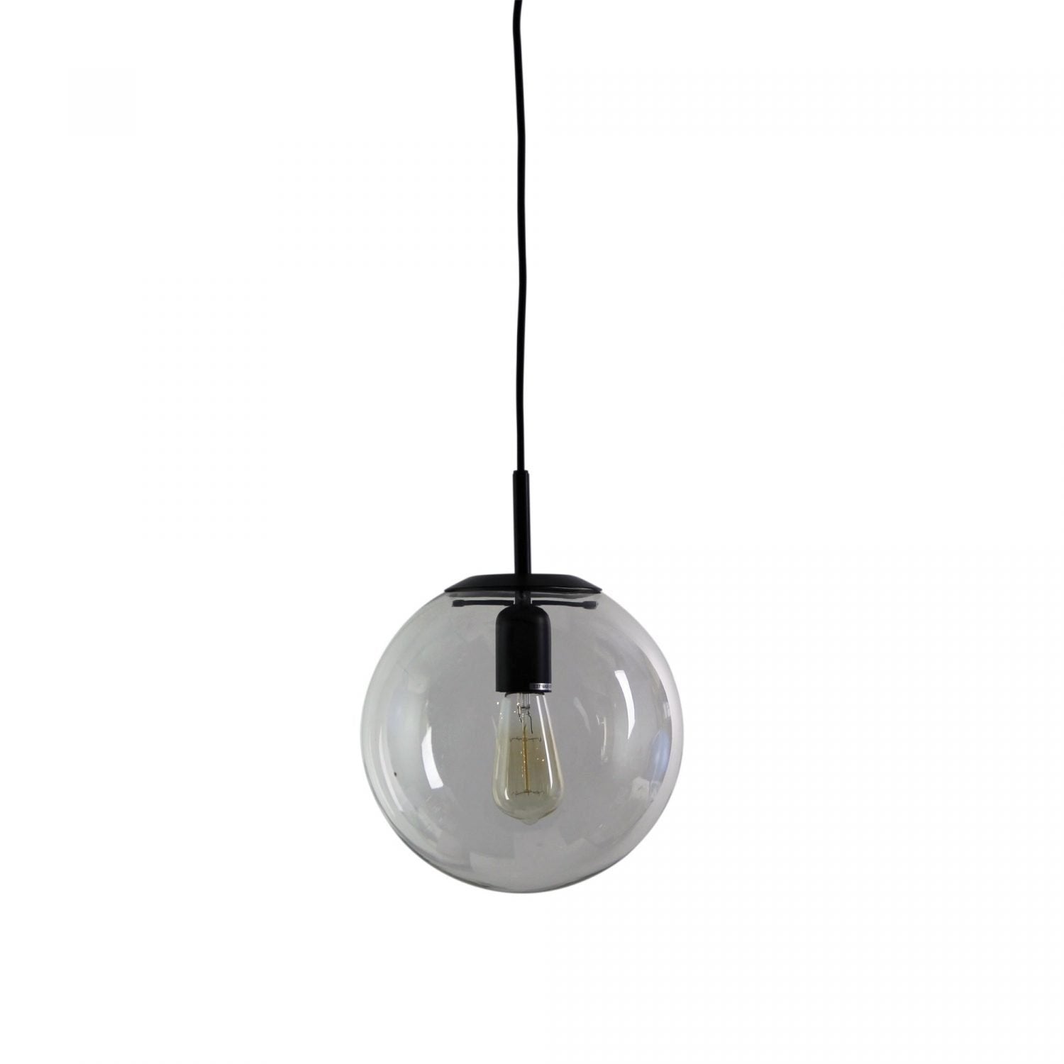 Buy Pendant Lights Australia Newton 1 Light Pendant Clear & Matt Black 250mm - SL64425BK