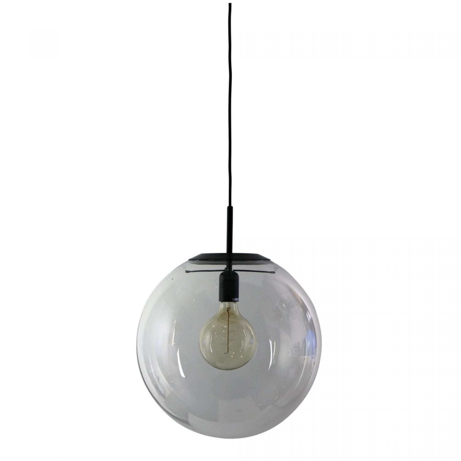 Buy Pendant Lights Australia Newton 1 Light Pendant Clear & Matt Black 400mm - SL64440BK