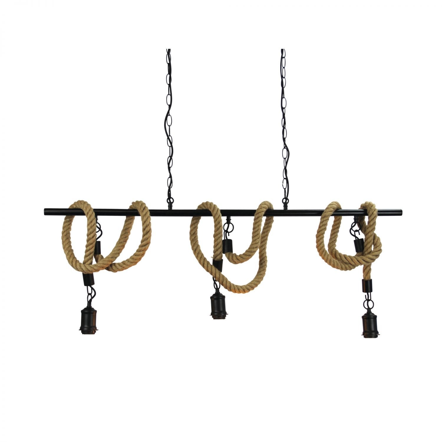 Buy Island Pendant Lights Australia Rope 3 Light Pendant Pendant 1200mm Suspension Black - SL65013BK