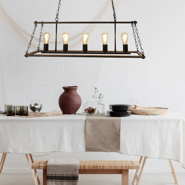 Buy Island Pendant Lights Australia Island 5 Light Pendant Natural / Black - SL65115