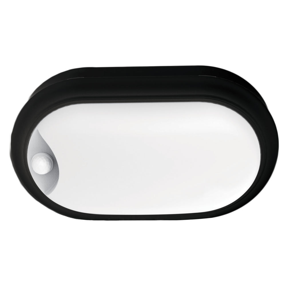 Buy LED Bunker Lights Australia Oval LED Bunker Light With Sensor Black Polycarbonate 3CCT - SL7271TC/BK/S