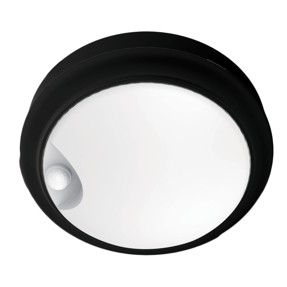 Buy LED Bunker Lights Australia Round LED Bunker Light With Sensor Black Polycarbonate 3CCT - SL7272TC/BK/S