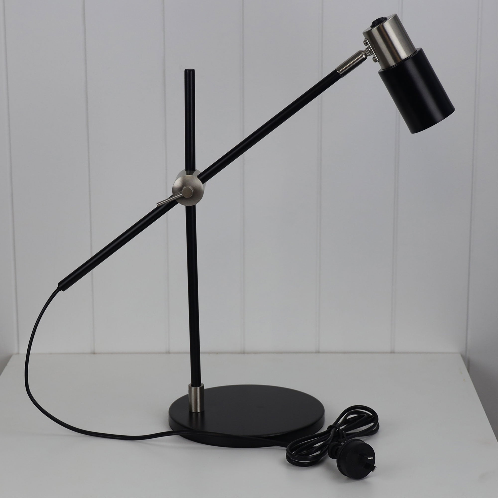 Buy Desk Lamps Australia Charlie 1 Light Desk Lamp Brushed Chrome / Black - SL98533BC