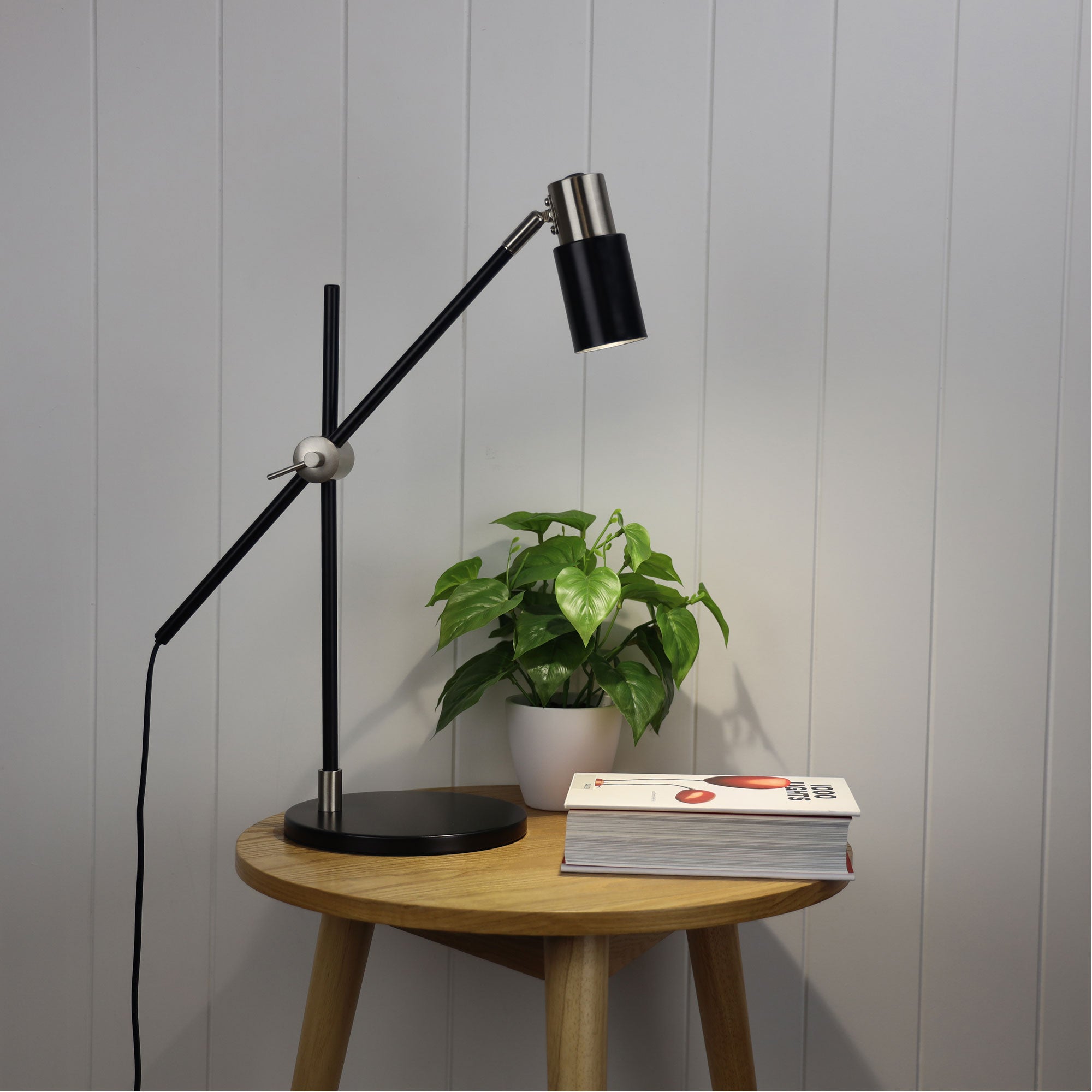 Buy Desk Lamps Australia Charlie 1 Light Desk Lamp Brushed Chrome / Black - SL98533BC