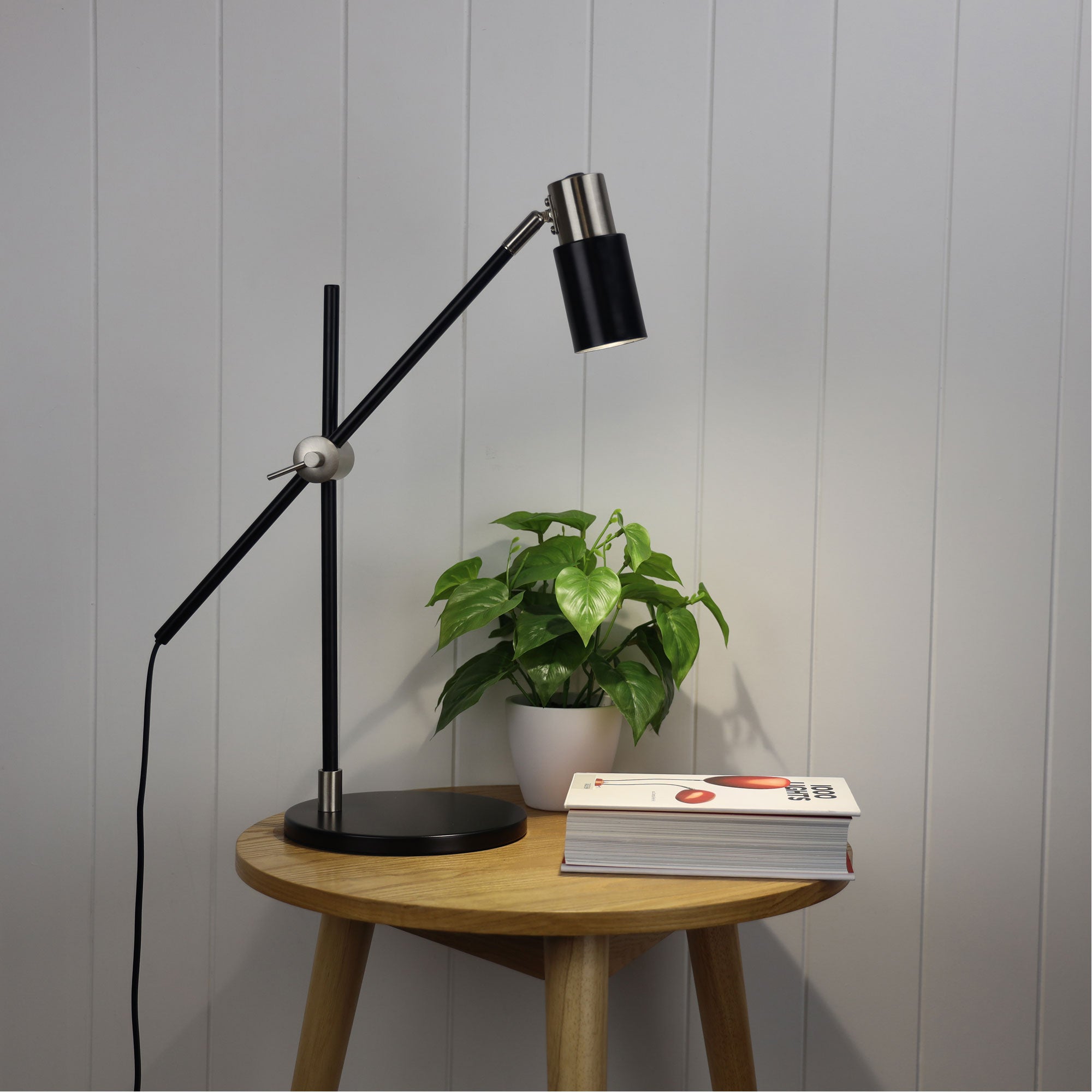 Charlie 1 Light Desk Lamp Brushed Chrome / Black - SL98533BC