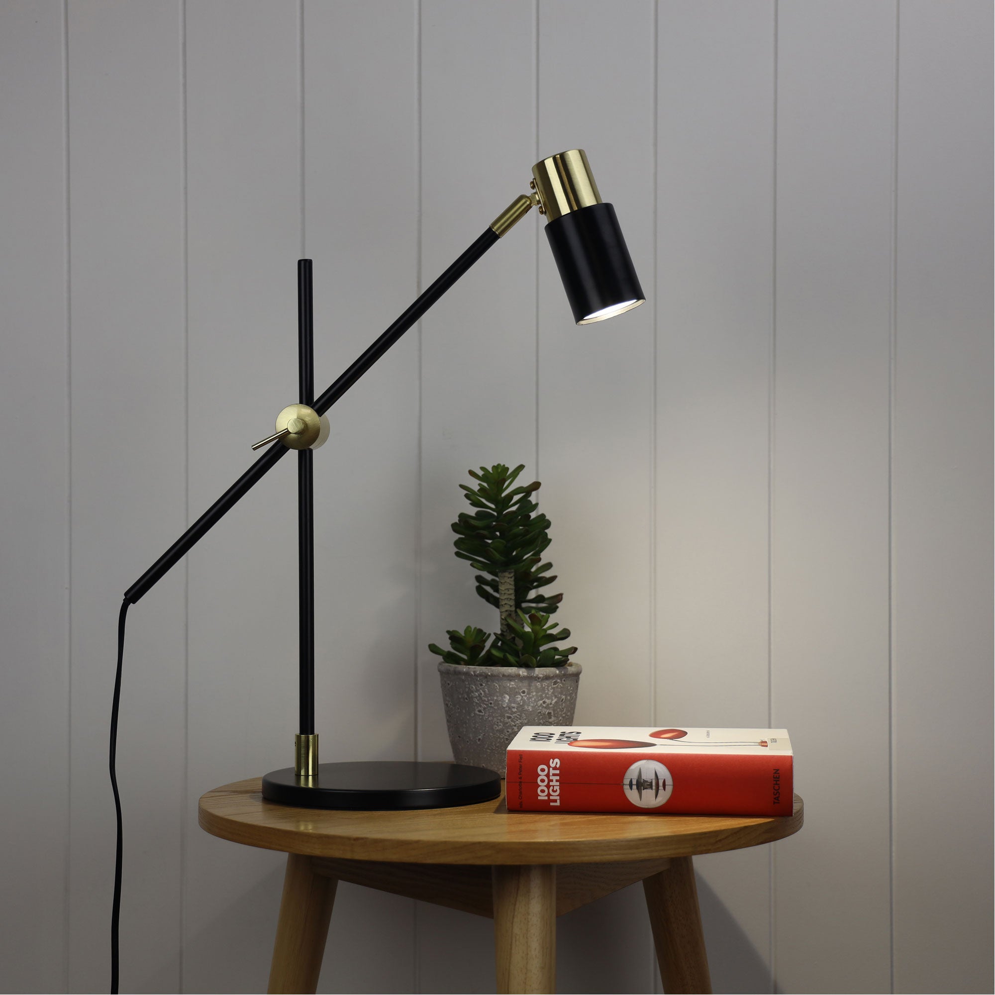 Charlie 1 Light Desk Lamp Satin Brass / Black - SL98533SB