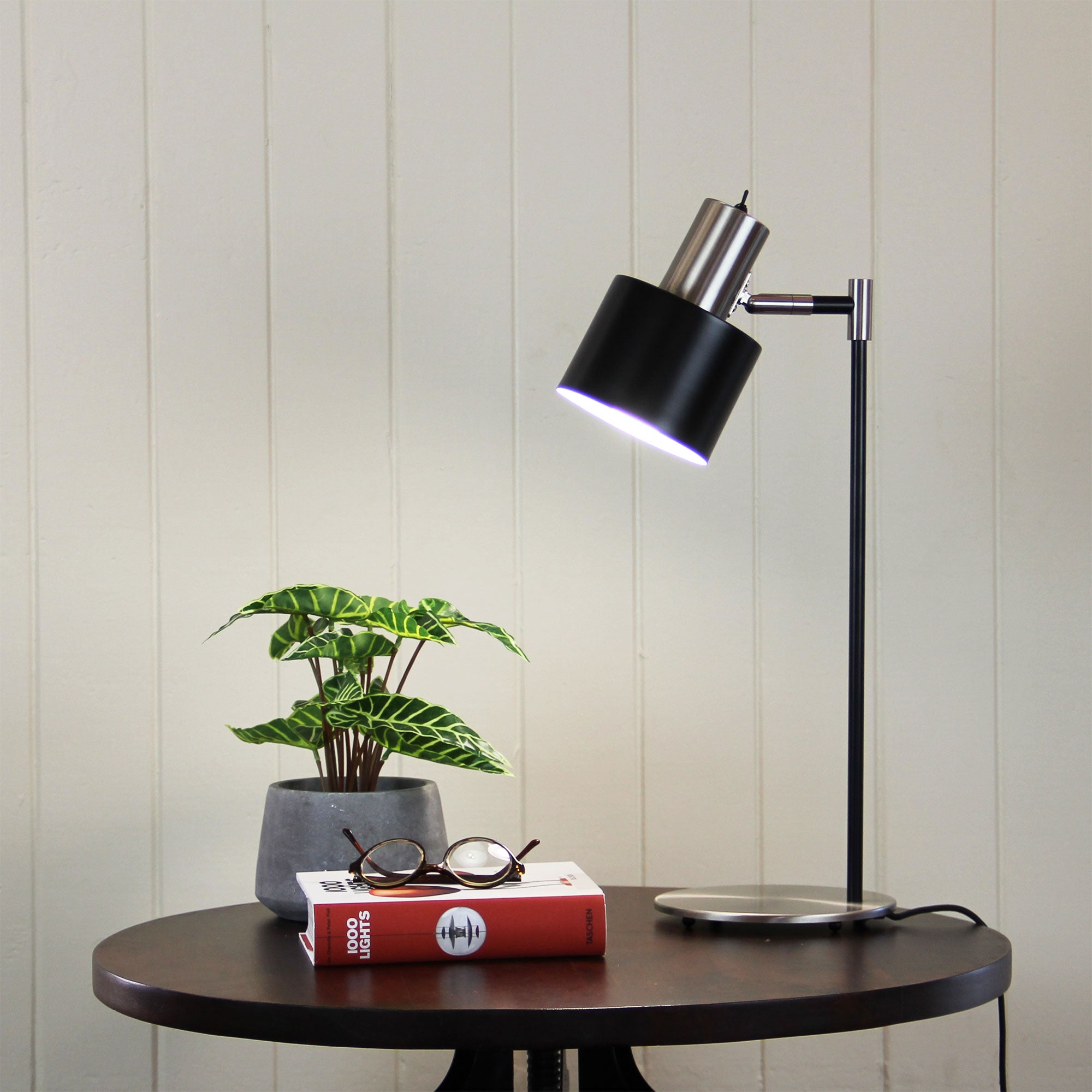 Buy Desk Lamps Australia Ari 1 Light Desk Lamp Black With Brushed Chrome Head - SL98786BC