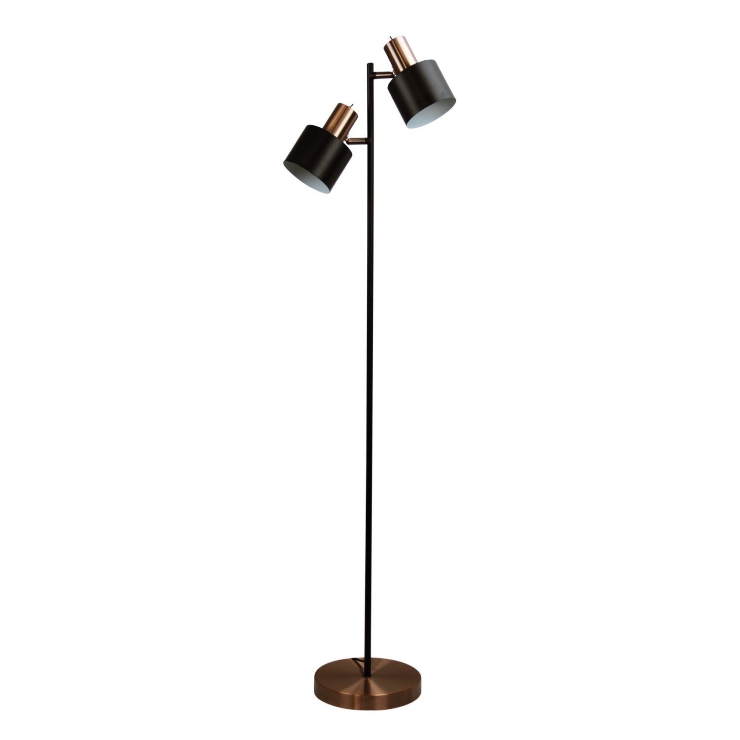 Ari 2 Light Floor Lamp Black With Copper Head - SL98787/2CO