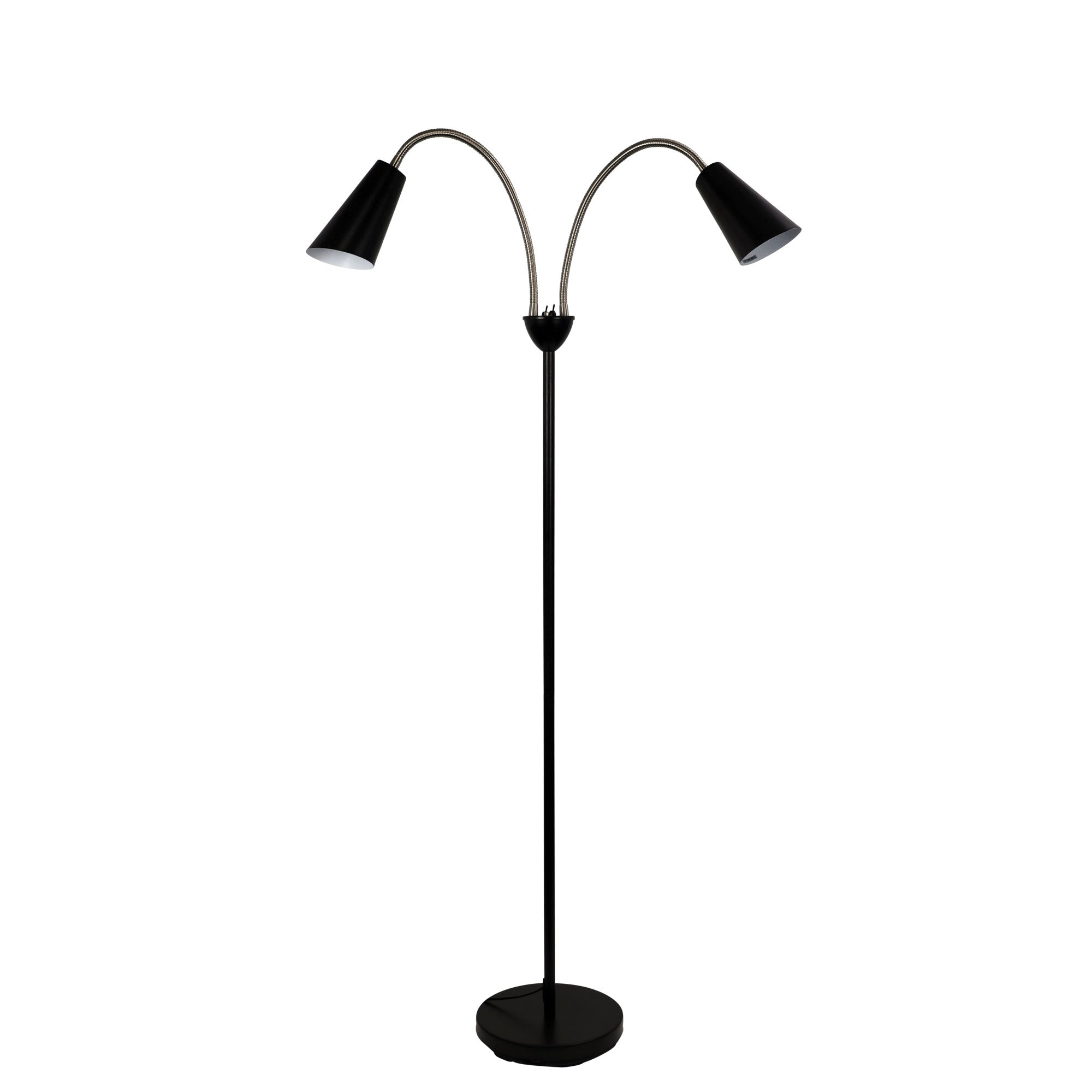 Buy Floor Lamps Australia Walt 2 Light Floor Lamp Black & Brushed Chrome - SL98812BC