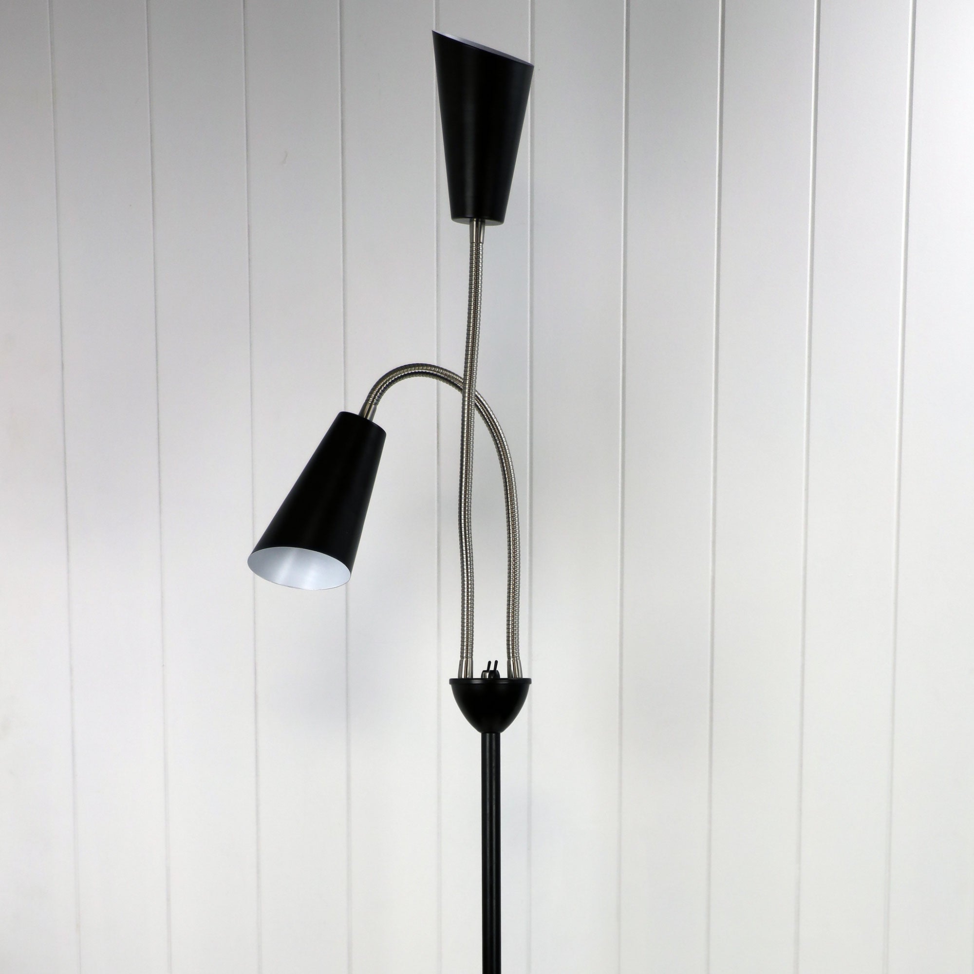Walt 2 Light Floor Lamp Black & Brushed Chrome - SL98812BC
