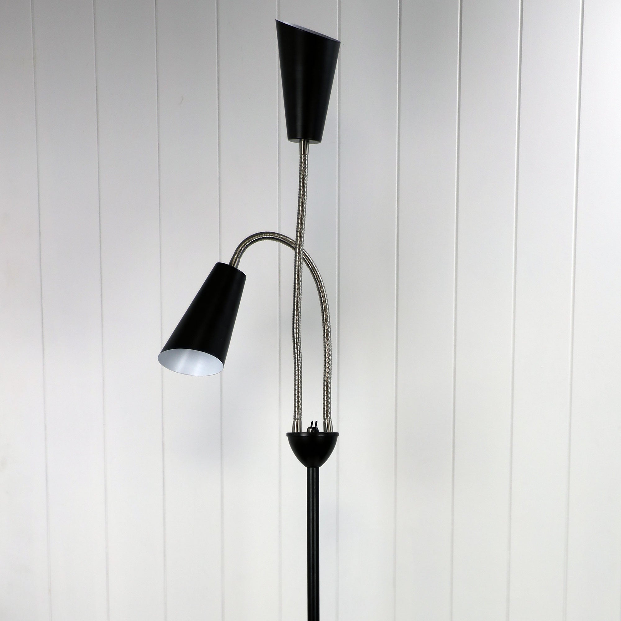 Buy Floor Lamps Australia Walt 2 Light Floor Lamp Black & Brushed Chrome - SL98812BC