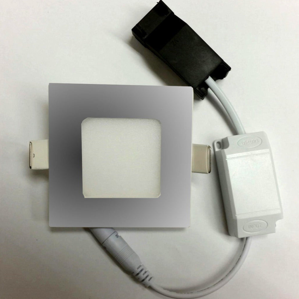 Buy Recessed Downlights Australia Stow Square LED Downlight 3W 85mm 5000K Silver - STOW SQ-SL.850