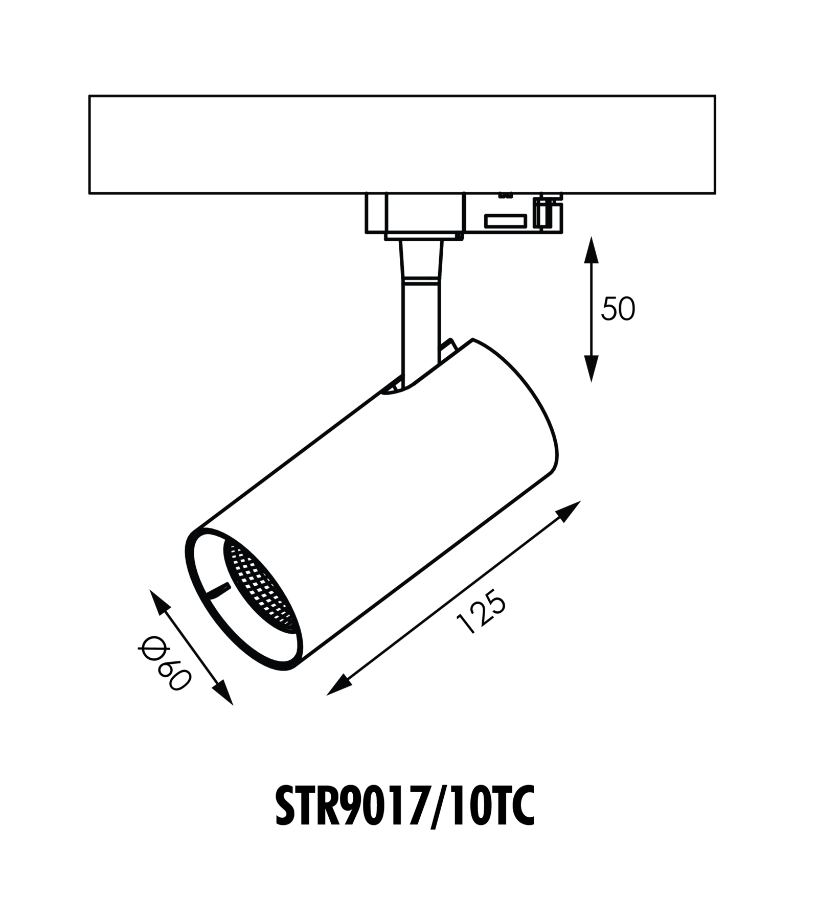 Buy Single Circuit Track Heads Australia UNITREK Dimmable Single Circuit Track Light 10W TRI Colour Black