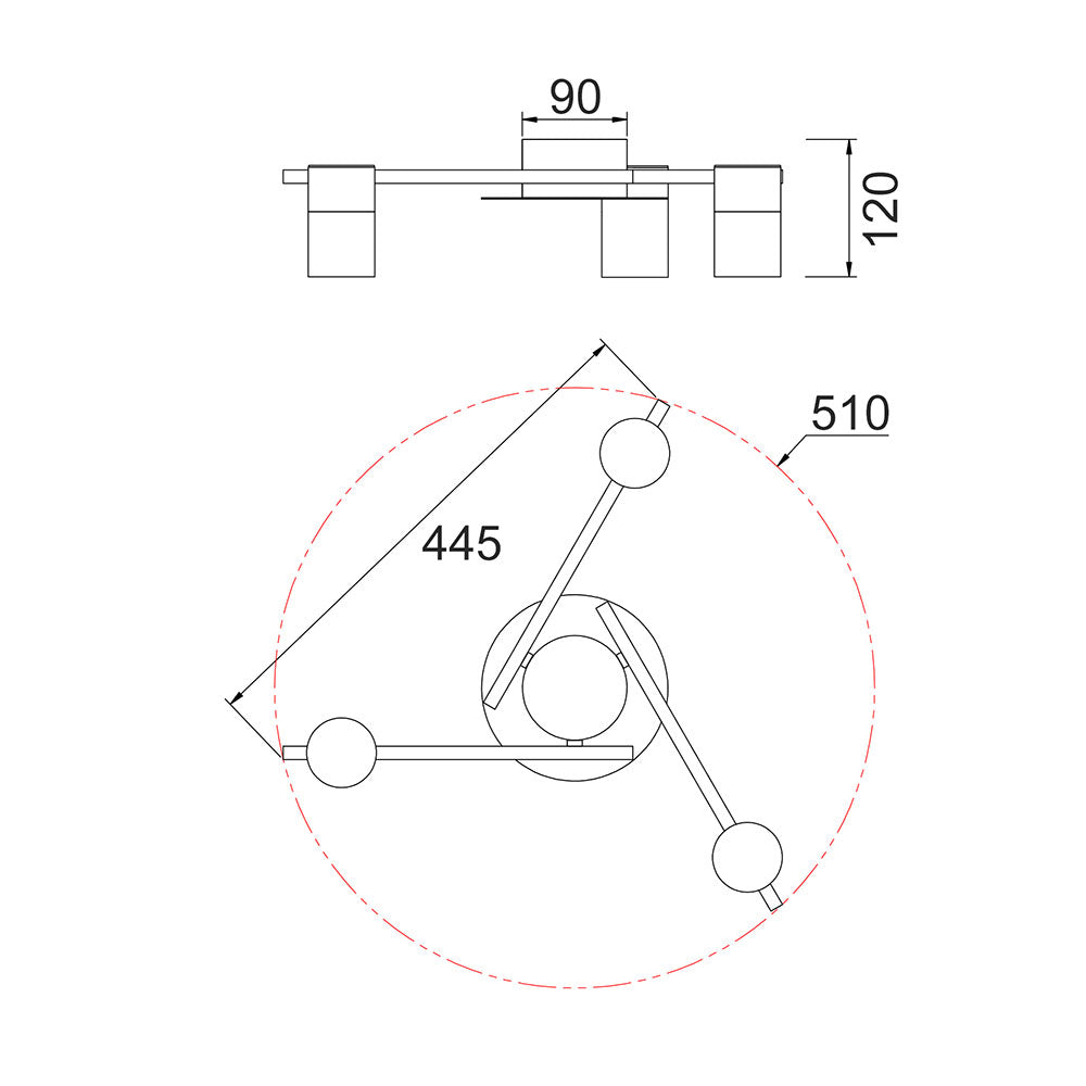 Buy Spotlights Australia TACHE Spot 3 lights Black & Antique Brass Aluminium - TACHE4