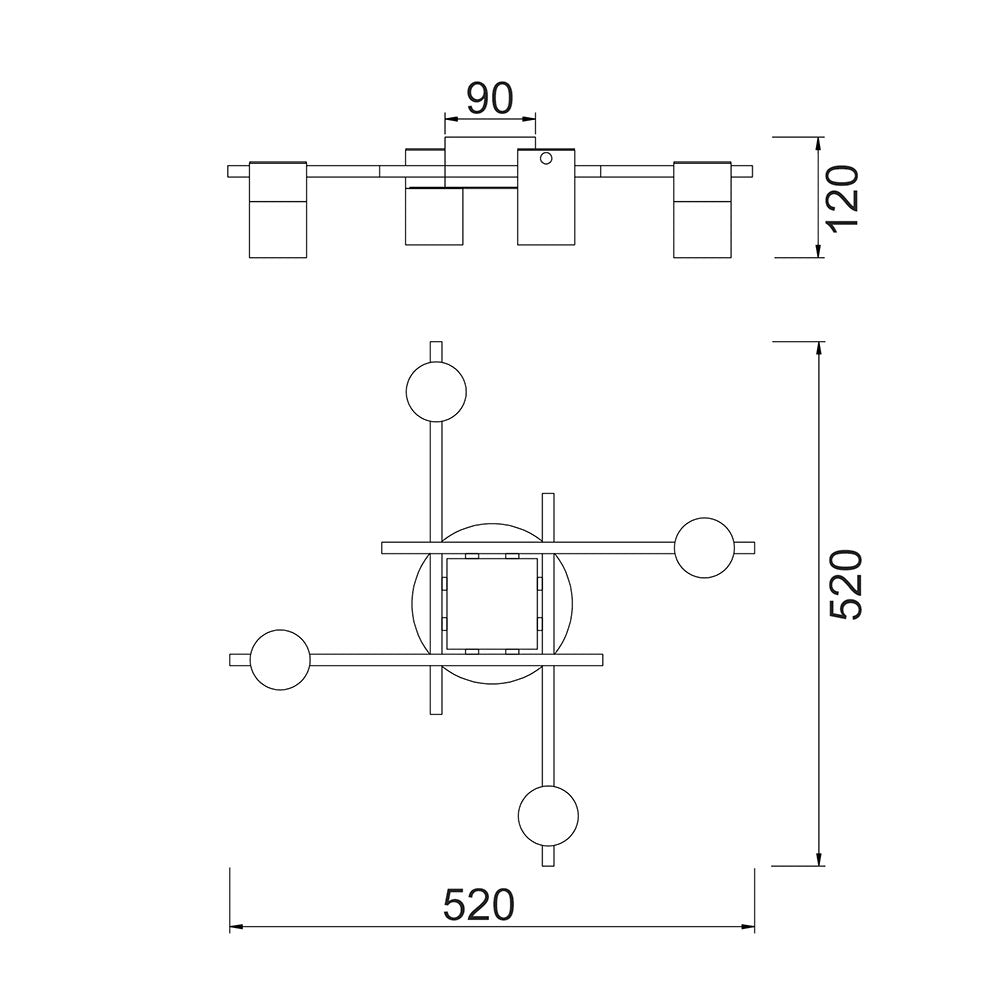 Buy Spotlights Australia TACHE Spot 4 lights Black & Antique Brass Aluminium - TACHE5