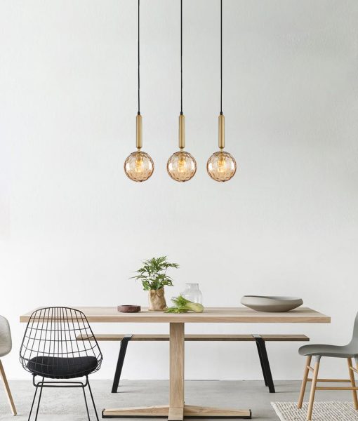 Buy Island Pendant Lights Australia Interior Bronze Amber Spherical Glass Shape 3 Light Island Pendant - TRATTINO1X3S