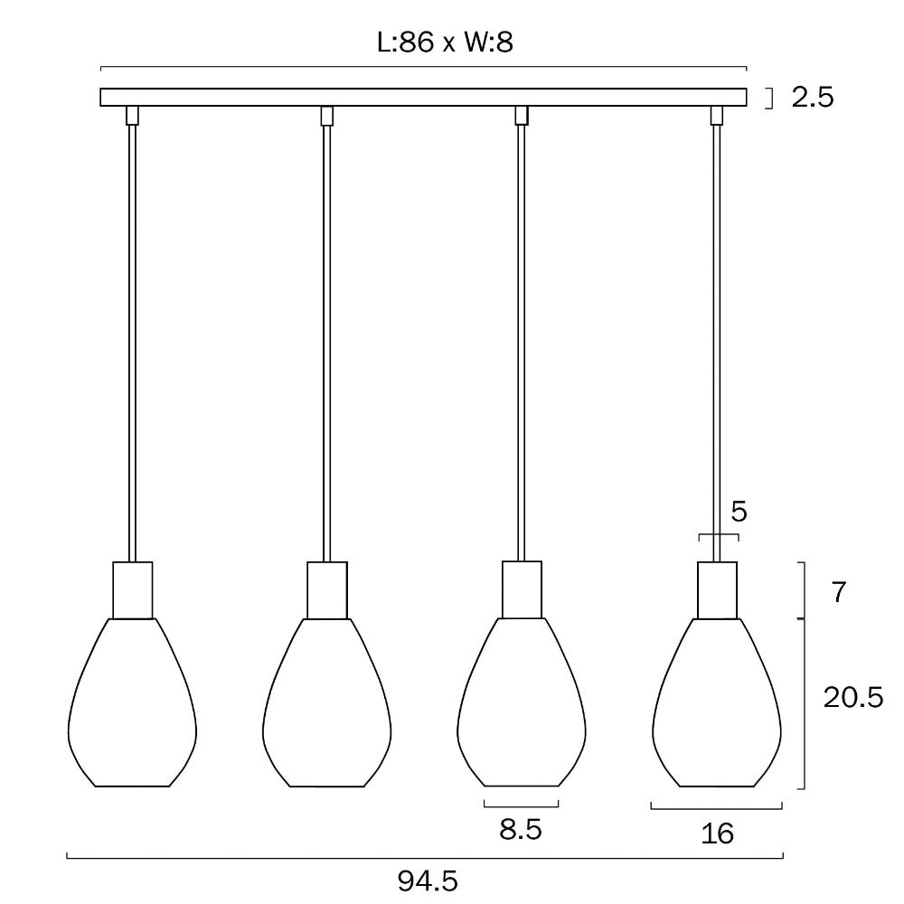 Buy Island Pendant Lights Australia Tresor 4 Light Island Pendant Black - TRESOR PE4-BKOM