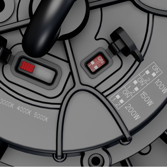 Buy LED High Bay Lights Australia UFO LED High Bay Light W300mm Black Aluminium TRI Colour - SHB23MP200TC