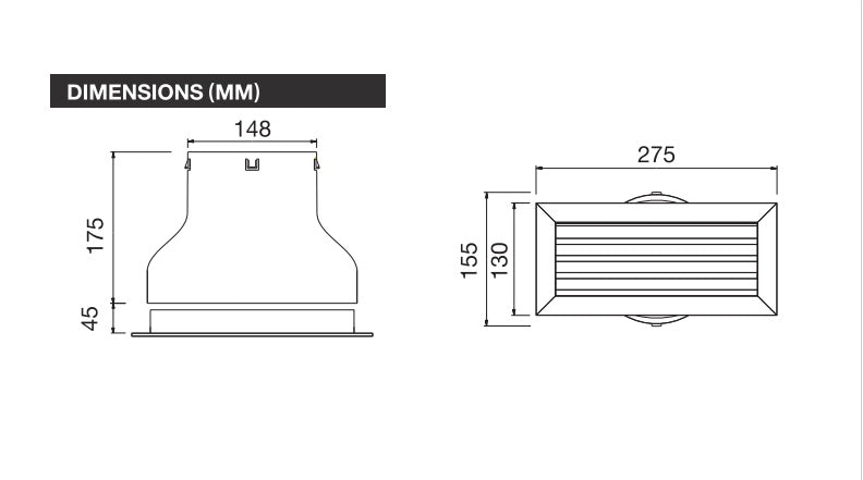 Buy External Louvre Grilles Australia Premium Exterior Aluminium Vent 150mm with duct adapter - V150PALG