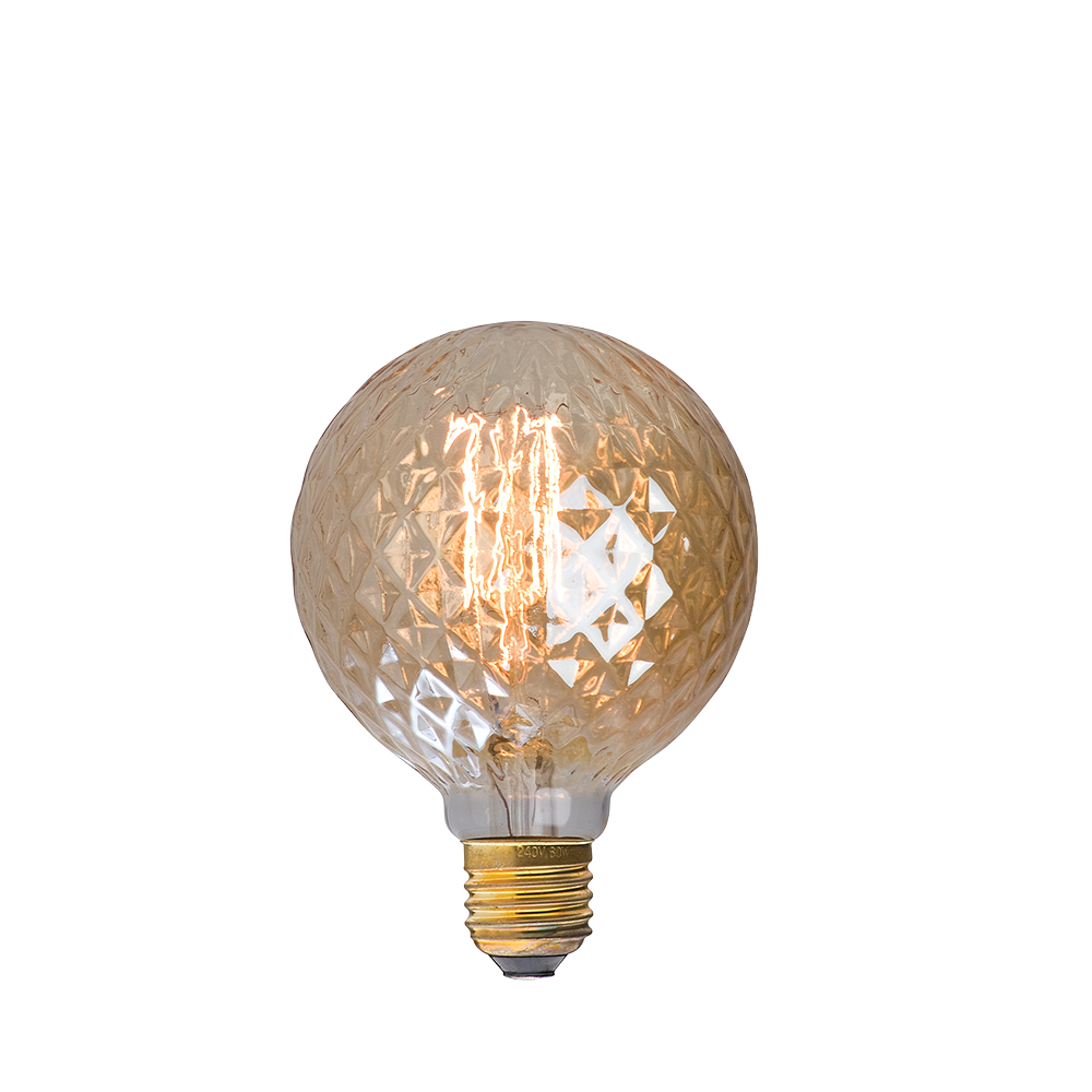 Incandescent G95 Diamond Cut Globe ES 240V 40W Glass - VIN-G95-D-E27