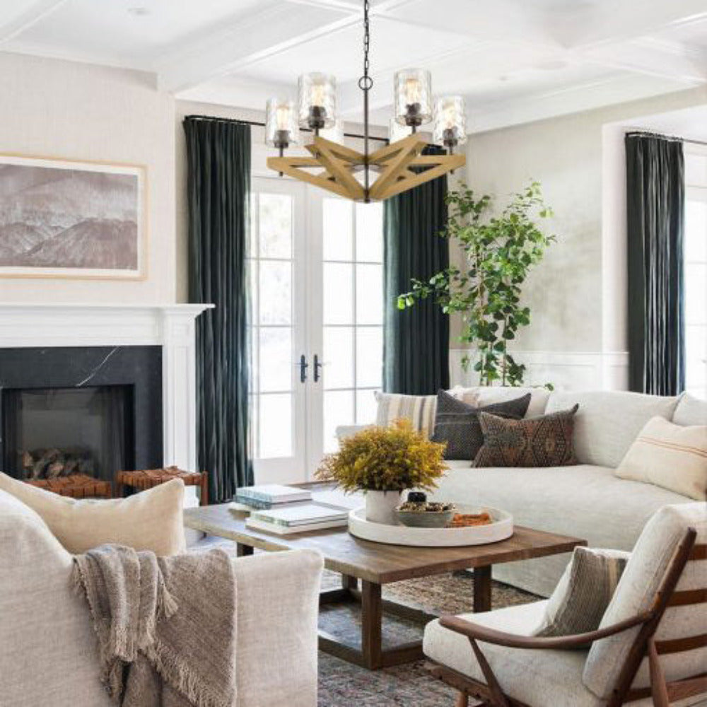 Buy Chandeliers Australia VOTIF Chandeliers 6 Lights Bronze Wood / Iron / Glass- VOTIF1