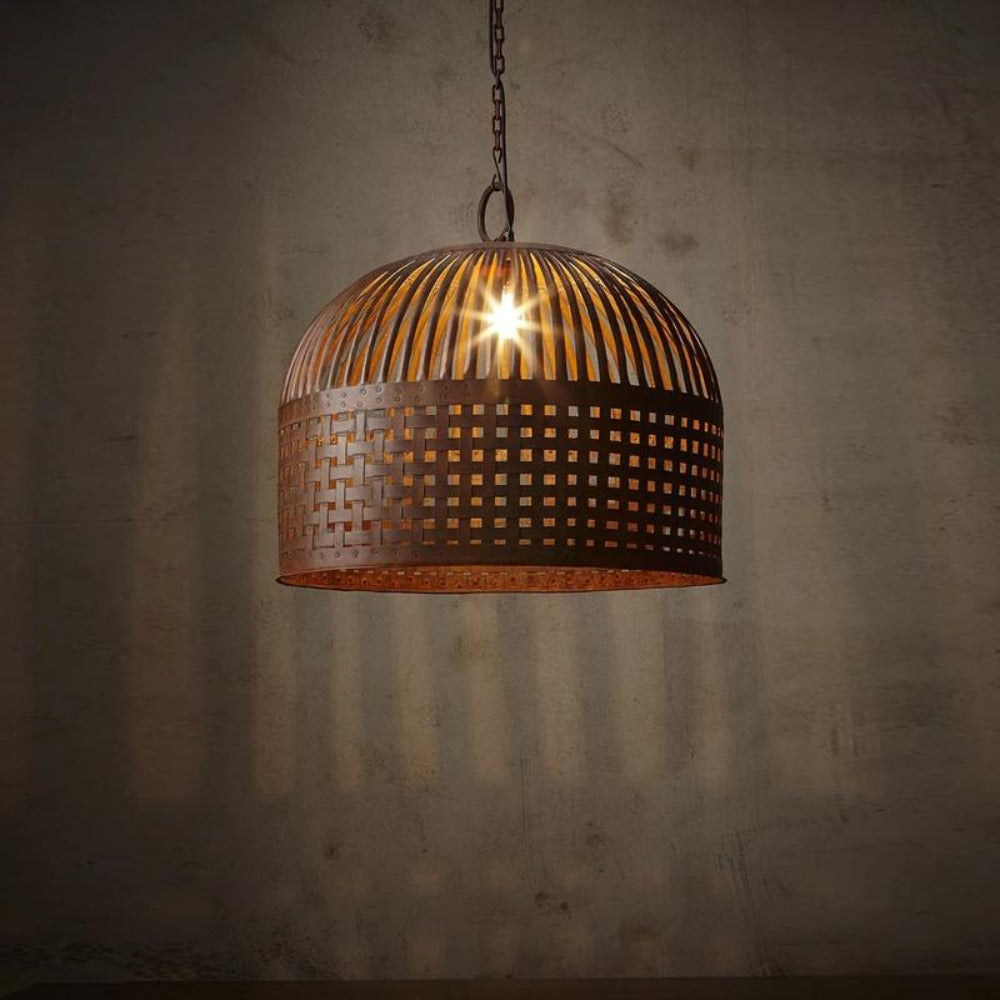 Buy Pendant Lights Australia Esch 1 Light Woven Iron Strips Medium Pendant Rust - ZAF10336RU