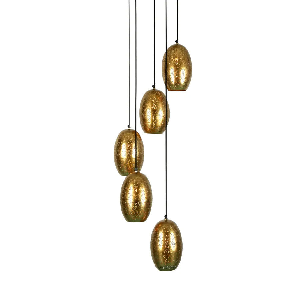 Constellation Perforated 5 Balloon Pendant Cluster Brass - ZAF11205