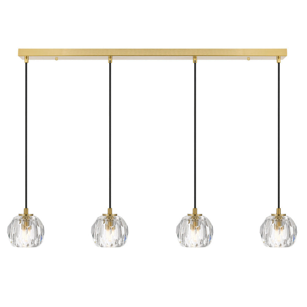 Buy Island Pendant Lights Australia Zaha 4 Light Island Pendant Antique Gold & Crystal - ZAHA PE04-AGCR