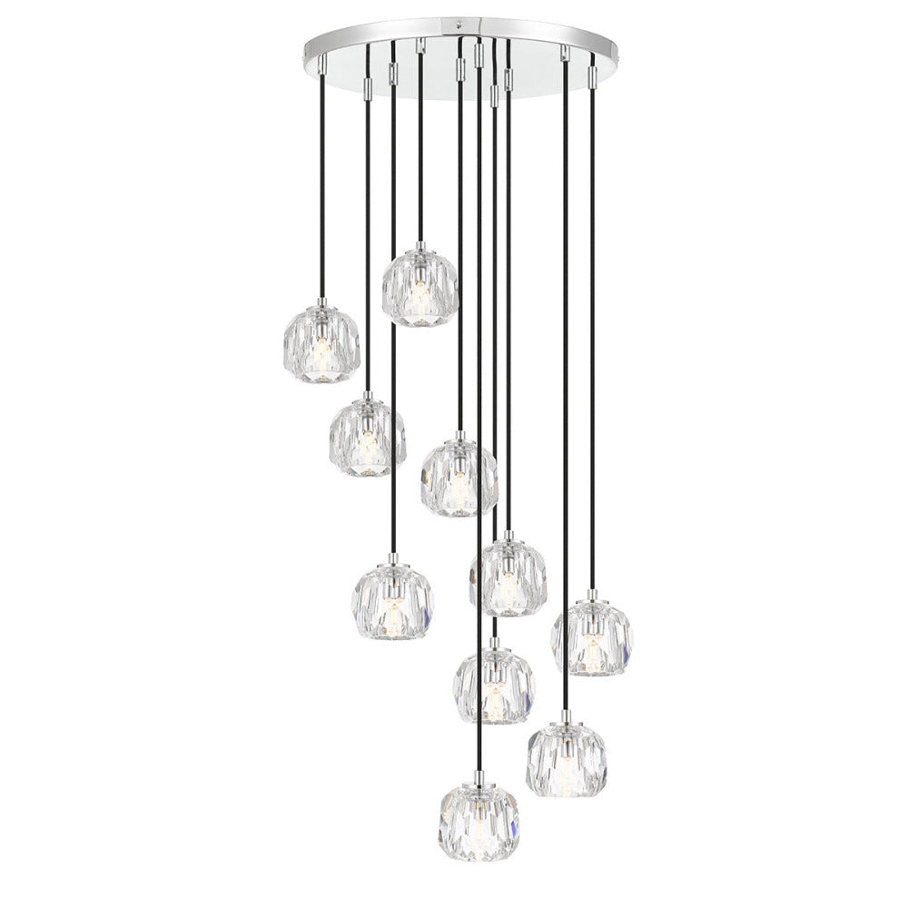 Zaha 10 Light Cluster Pendant Chrome & Crystal - ZAHA PE10-CHCR