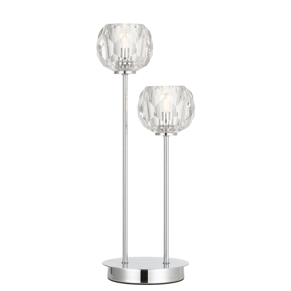 Buy Table Lamps Australia Zaha 2 Light Table Lamp Chrome & Crystal - ZAHA TL2-CHCR