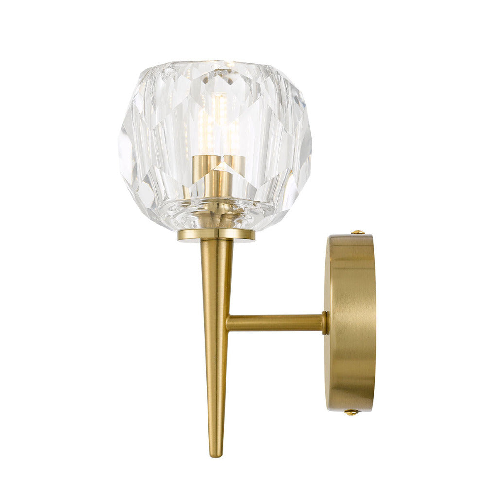 Zaha 1 Light Wall Lamp Antique Gold & Crystal - ZAHA WB1-AGCR