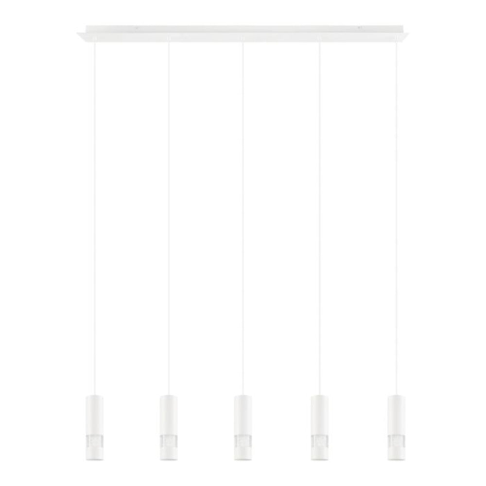 Bernabeta LED Pendant 5 Lights White Steel Transparent Plastic 4000K - 39702N