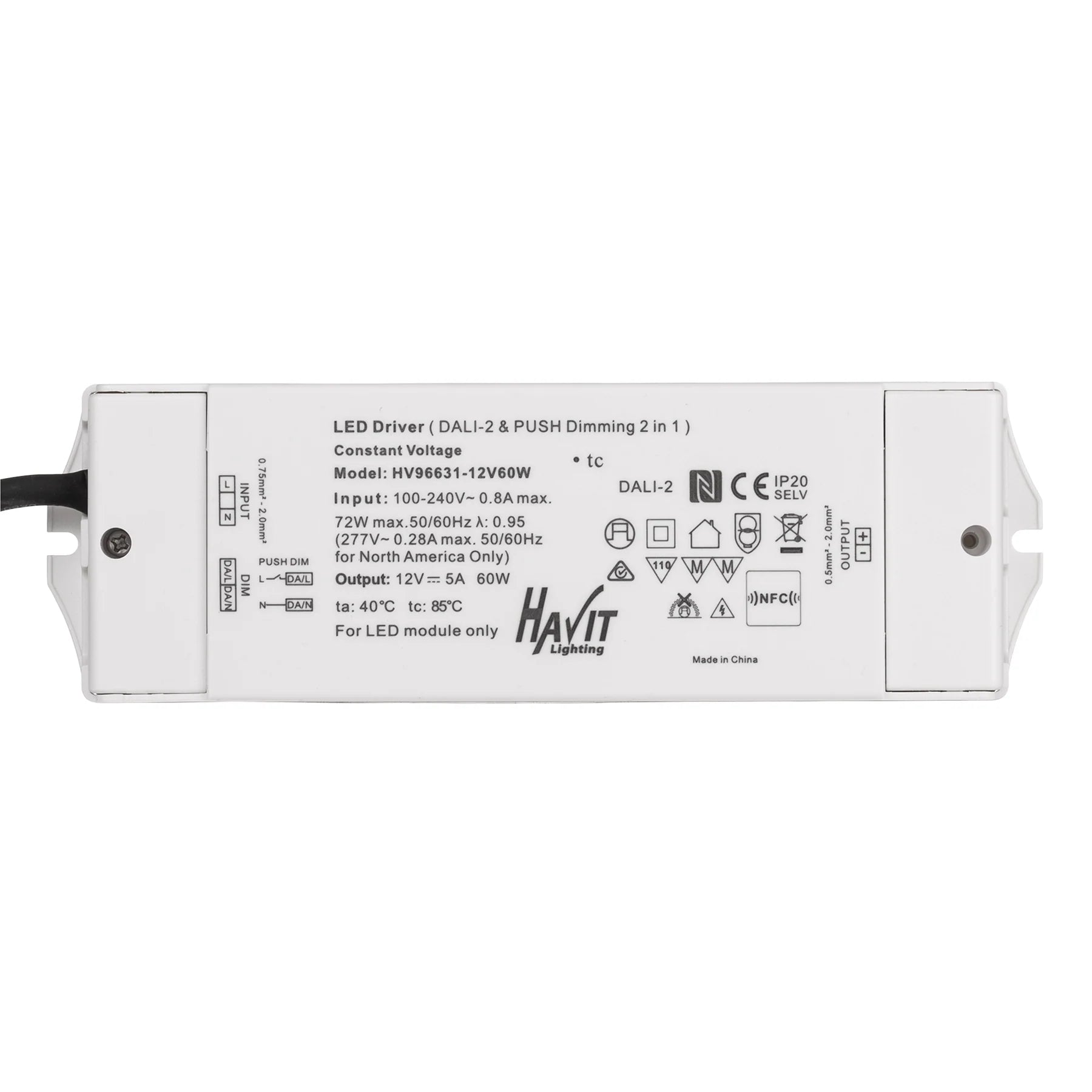 Buy LED Drivers Australia Triac Dimmable Indoor LED Driver 12V DC 60W White Plastic / Dali - HV96631-12V60W