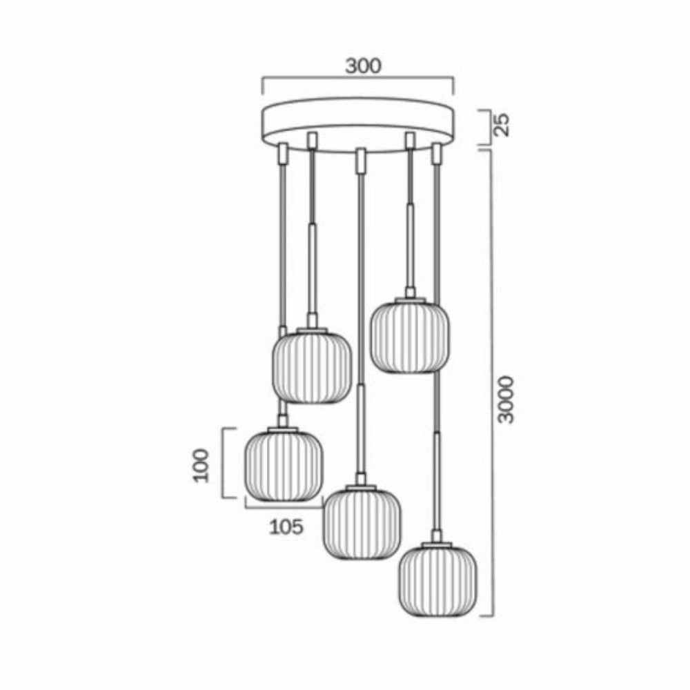 Buy Cluster Pendants Australia Bobo 5 Light Cluster Pendant Black & Smoke - BOBO-PE05-BKSM