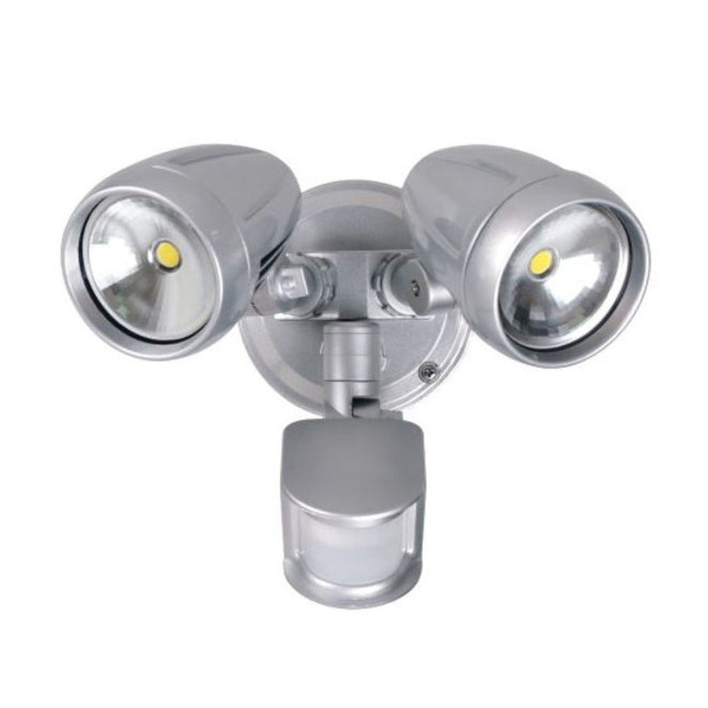 Security Wall Light 2 LED Silver Aluminium IP44 TRI CCT - AC4202/SIL/TC