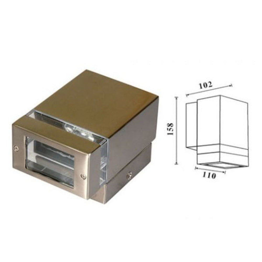 Buy Exterior Wall Lights Australia Square Exterior Wall Light H158mm 304 Stainless steel - 257-1