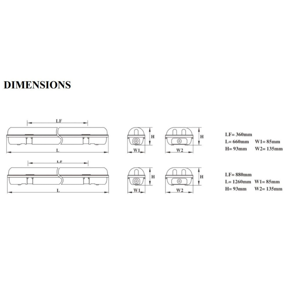 Buy LED Batten Lights Australia LED Batten Light 8W Polycarbonate 6000K - LED/DPB118WP