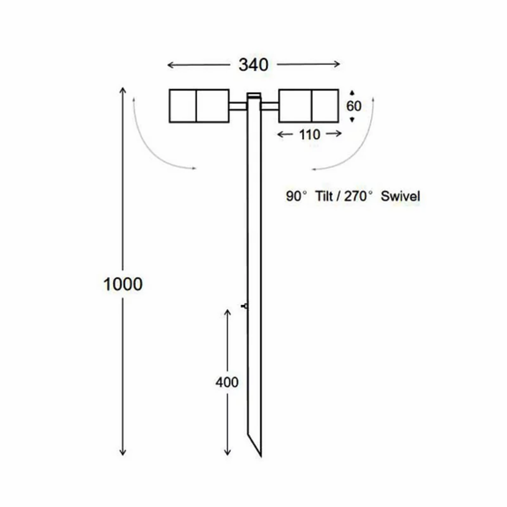 Buy Spike Lights Australia Garden Spike 2 Lights Adjustable Clear Stainless Steel 316 - 3313