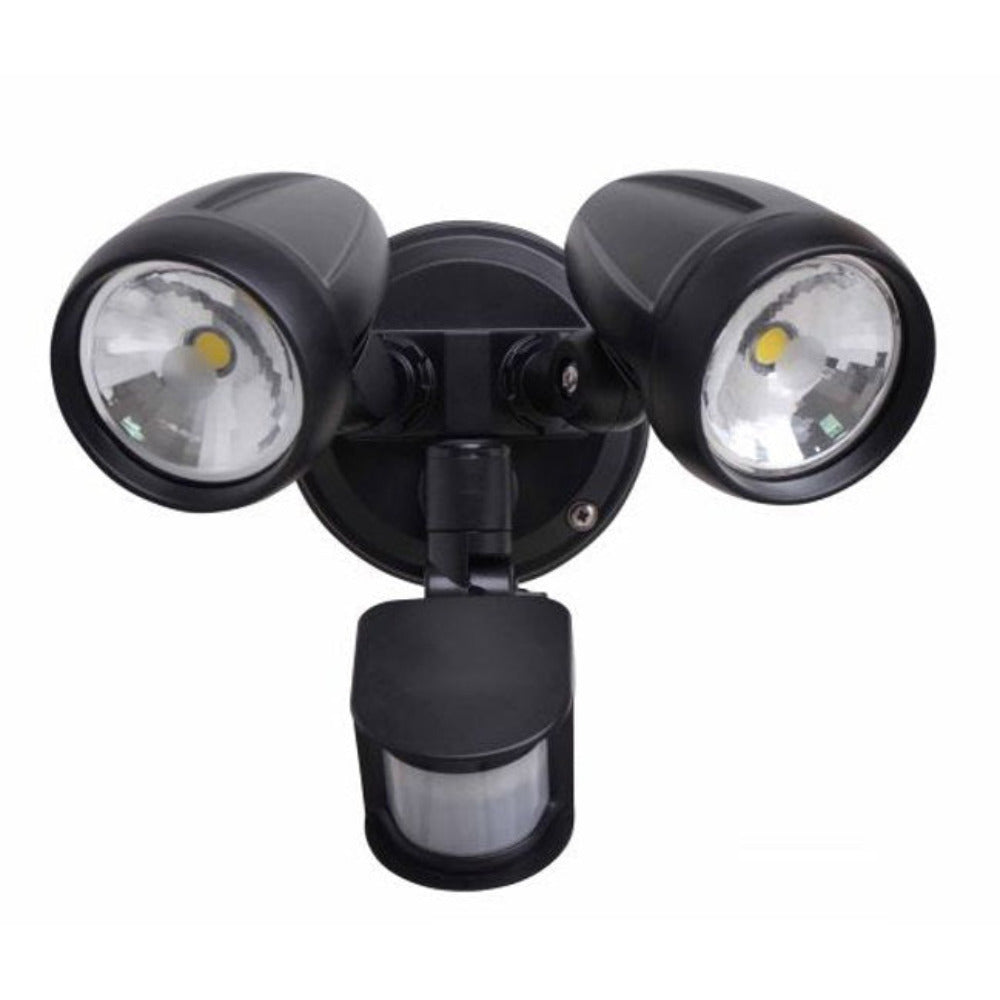 Buy Security Wall Lights Australia Security Wall Light 2 LED Black Aluminium IP44 TRI CCT - AC4202/BK/TC