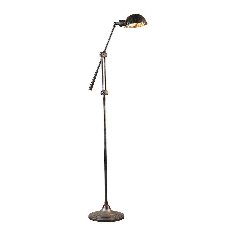 Macleay Floor Lamp Antique Brass With Black Shade